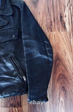 Vintage 1970s Perfect Style Leather Motorcycle Jacket Black Steerhide M/L