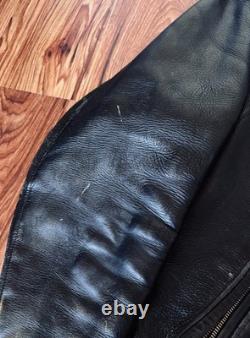 Vintage 1970s Perfect Style Leather Motorcycle Jacket Black Steerhide M/L
