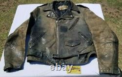 Vintage 1970s SCHOTT Perfecto Classic Leather Biker Motorcycle Jacket Size 42