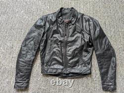 Vintage 1970s leather BROOKS motorcycle jacket 38 black S cafe racer biker