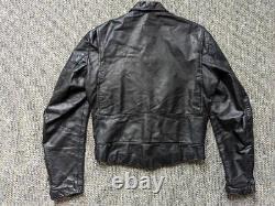Vintage 1970s leather BROOKS motorcycle jacket 38 black S cafe racer biker