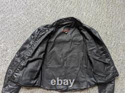 Vintage 1970s leather BROOKS motorcycle jacket 38 black S cafe racer biker