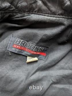 Vintage 1970s leather BROOKS motorcycle jacket 38 black S cafe racer biker