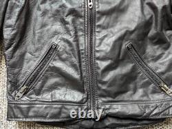Vintage 1970s leather BROOKS motorcycle jacket 38 black S cafe racer biker
