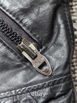 Vintage 1970s leather BROOKS motorcycle jacket 38 black S cafe racer biker