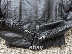 Vintage 1970s leather BROOKS motorcycle jacket 38 black S cafe racer biker