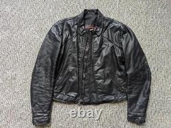 Vintage 1970s leather BROOKS motorcycle jacket 38 black S cafe racer biker