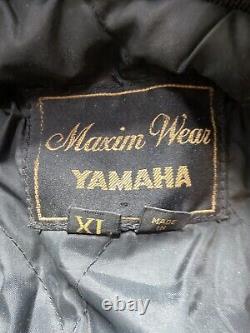 Vintage 1980's Yamaha Men's XL Black Leather Motorcycle Jacket Sleeve Letters