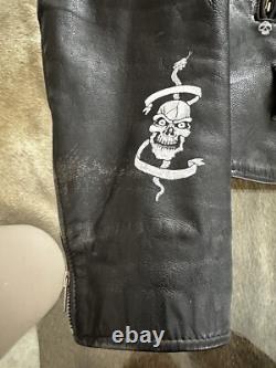 Vintage 1980s Punk Leather Jacket Hand Painted Kevin Sykes Skull Batman Detroit
