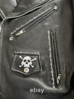 Vintage 1980s Punk Leather Jacket Hand Painted Kevin Sykes Skull Batman Detroit