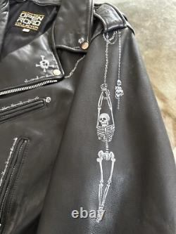 Vintage 1980s Punk Leather Jacket Hand Painted Kevin Sykes Skull Batman Detroit