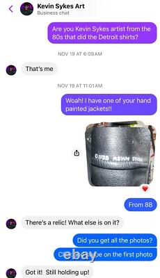 Vintage 1980s Punk Leather Jacket Hand Painted Kevin Sykes Skull Batman Detroit