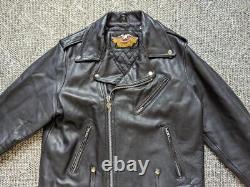 Vintage 1980s black HARLEY DAVIDSON motorcycle jacket 2XL leather 50 biker