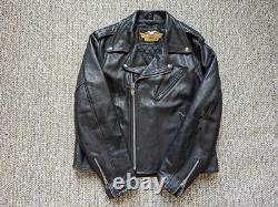 Vintage 1980s black HARLEY DAVIDSON motorcycle jacket 2XL leather 50 biker