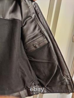 Vintage 1989 Original West German Polizei Black Leather RIRI Zip Jacket Rare L