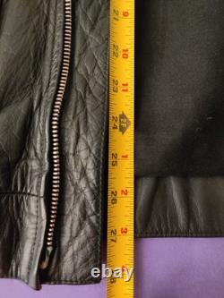 Vintage 1989 Original West German Polizei Black Leather RIRI Zip Jacket Rare L