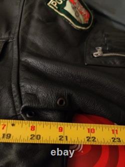 Vintage 1989 Original West German Polizei Black Leather RIRI Zip Jacket Rare L