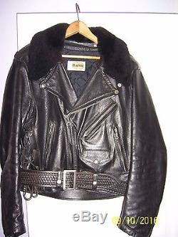 Vintage 1990's Bates Highwayman Terminator Black Leather Motorcycle Jacket Large