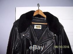 Vintage 1990's Bates Highwayman Terminator Black Leather Motorcycle Jacket Large