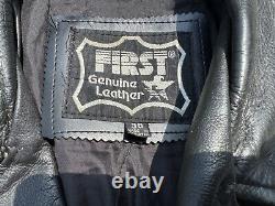 Vintage 1990s First Genuine Leather Motorcycle Jacket Punk Rock