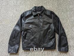 Vintage 1990s black BANANA REPUBLIC leather jacket M cowhide MOTORCYCLE harley