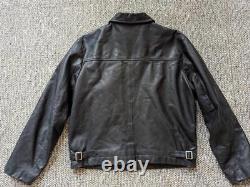 Vintage 1990s black BANANA REPUBLIC leather jacket M cowhide MOTORCYCLE harley