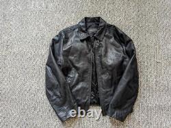 Vintage 1990s black BANANA REPUBLIC leather jacket M cowhide MOTORCYCLE harley