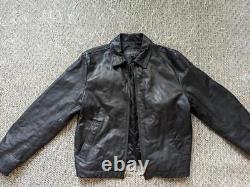 Vintage 1990s black BANANA REPUBLIC leather jacket M cowhide MOTORCYCLE harley