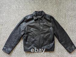 Vintage 1990s black BANANA REPUBLIC leather jacket M cowhide MOTORCYCLE harley