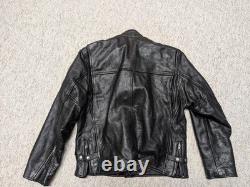 Vintage 1990s black CAFE RACER leather L motorcycle jacket COWHIDE jamin RACING