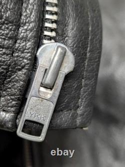 Vintage 1990s black CAFE RACER leather L motorcycle jacket COWHIDE jamin RACING