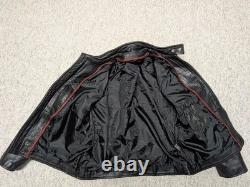 Vintage 1990s black CAFE RACER leather L motorcycle jacket COWHIDE jamin RACING