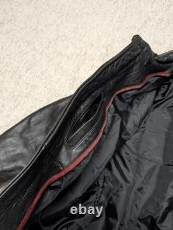 Vintage 1990s black CAFE RACER leather L motorcycle jacket COWHIDE jamin RACING