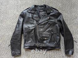 Vintage 1990s black WILSONS motorcycle jacket XL belted 46 punk BIKER mad max