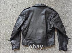 Vintage 1990s black WILSONS motorcycle jacket XL belted 46 punk BIKER mad max