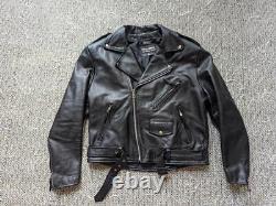 Vintage 1990s black WILSONS motorcycle jacket XL belted 46 punk BIKER mad max