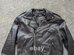 Vintage 1990s black WILSONS motorcycle jacket XL belted 46 punk BIKER mad max