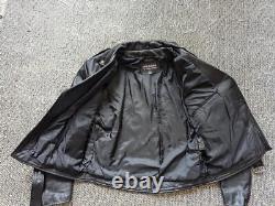 Vintage 1990s black WILSONS motorcycle jacket XL belted 46 punk BIKER mad max