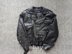 Vintage 1990s black WILSONS motorcycle jacket XL belted 46 punk BIKER mad max