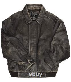 Vintage 1990s bomber EDDIE BAUER leather jacket M motorcycle PATINA brown
