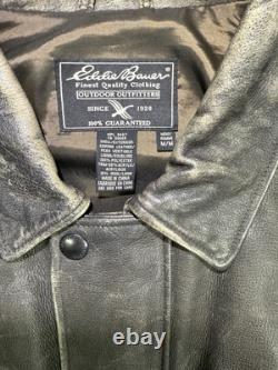 Vintage 1990s bomber EDDIE BAUER leather jacket M motorcycle PATINA brown