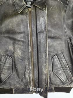 Vintage 1990s bomber EDDIE BAUER leather jacket M motorcycle PATINA brown