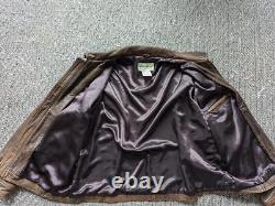 Vintage 1990s brown EDDIE BAUER leather jacket XL motorcycle PATINA mad max 50