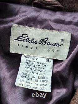 Vintage 1990s brown EDDIE BAUER leather jacket XL motorcycle PATINA mad max 50