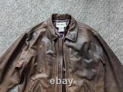Vintage 1990s brown EDDIE BAUER leather jacket XL motorcycle PATINA mad max 50