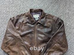Vintage 1990s brown EDDIE BAUER leather jacket XL motorcycle PATINA mad max 50
