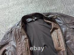 Vintage 1990s cowhide MOTORCYCLE leather jacket XL brown SKULL mayhem CAFE RACER