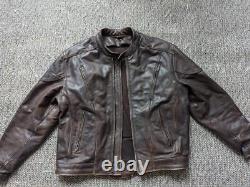 Vintage 1990s cowhide MOTORCYCLE leather jacket XL brown SKULL mayhem CAFE RACER