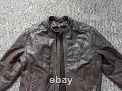 Vintage 1990s cowhide MOTORCYCLE leather jacket XL brown SKULL mayhem CAFE RACER