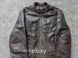 Vintage 1990s cowhide MOTORCYCLE leather jacket XL brown SKULL mayhem CAFE RACER
